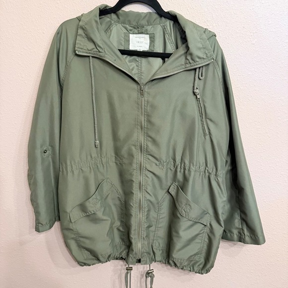 iris Jackets & Blazers - Iris Los Angeles Womens Olive Green Hooded Anorak Utility Jacket Medium